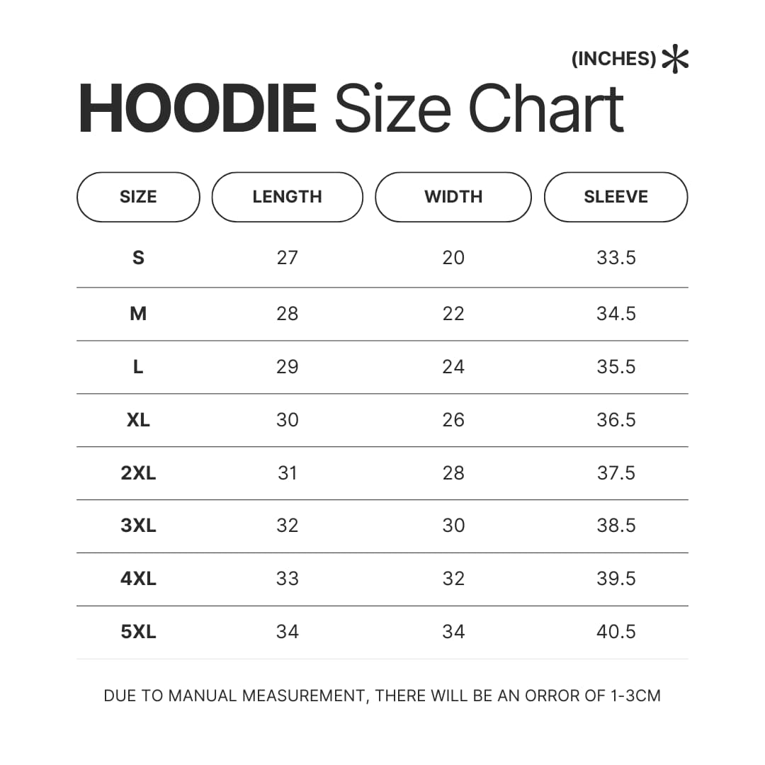 Hoodie Size Chart - Given Merch
