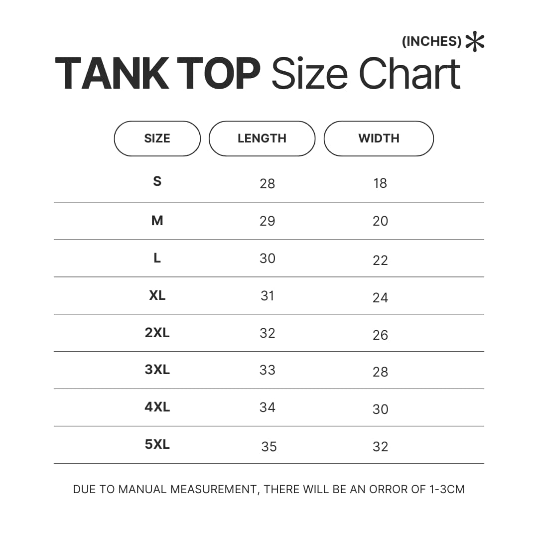 Tank Top Size Chart - Given Merch