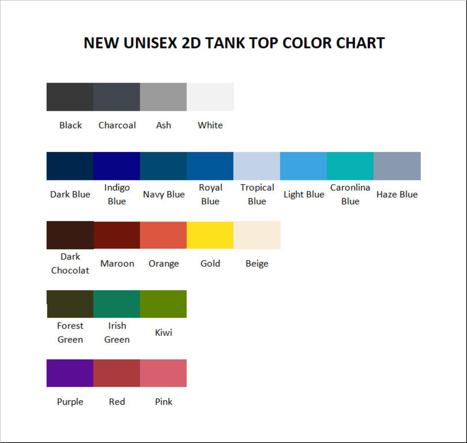 tank top color chart - Given Merch